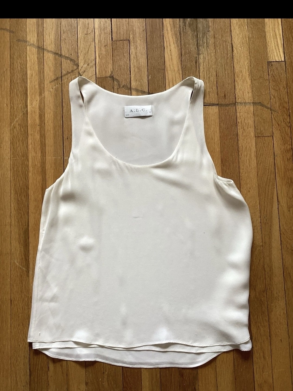 A.L.C Ladies Size Small Solid Ivory White Sleeveless Blouse,100% Silk,MINT